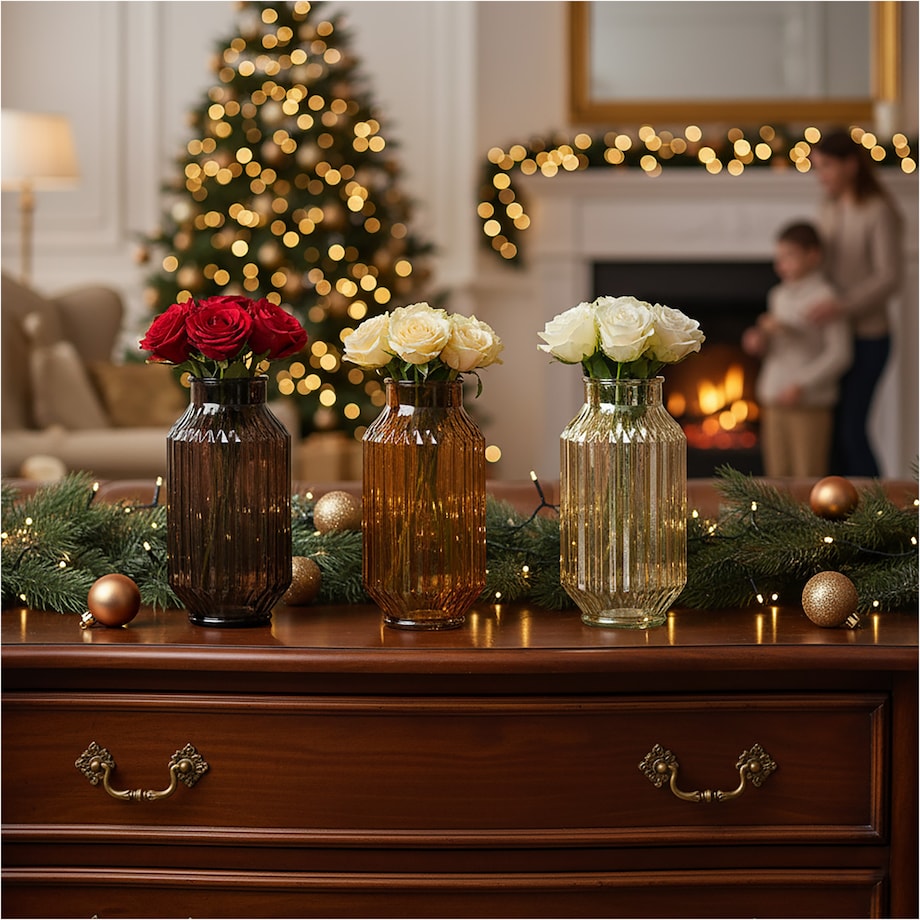 Wazon Szklany Wysoki Cylinder Dekoracyjny Na Kwiaty Ozdobny 23,5 cm