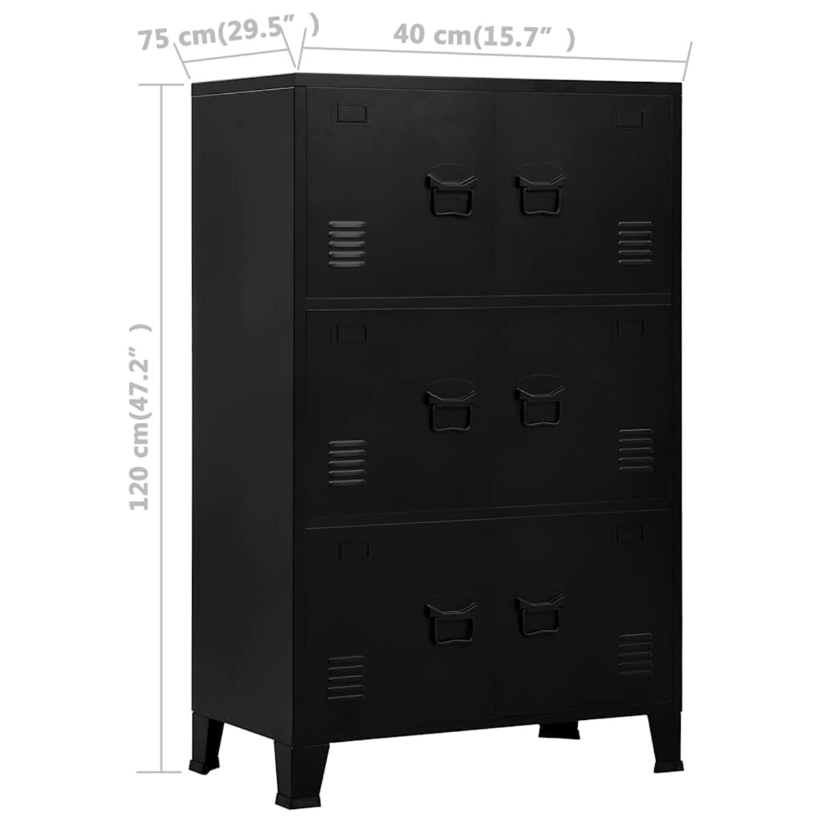 vidaXL Industrialna szafka do przechowywania, czarna 75x40x120 cm stal
