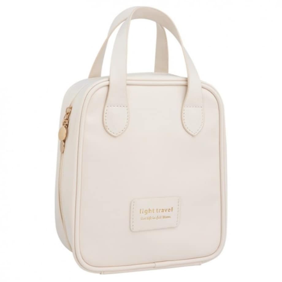 Kosmetyczka organizer na kosmetyki z rączką 17x7x19cm kremowa KS128B