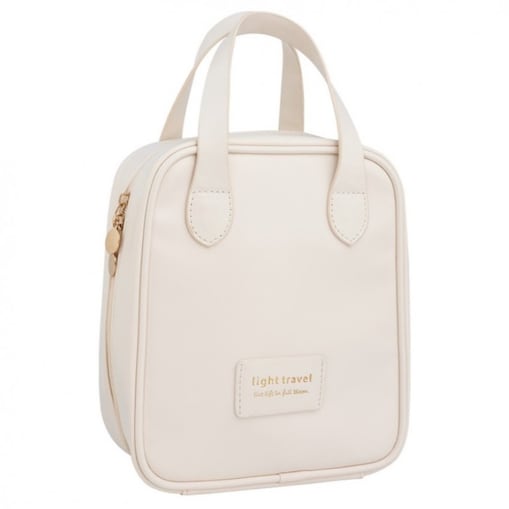 Kosmetyczka organizer na kosmetyki z rączką 17x7x19cm kremowa KS128B