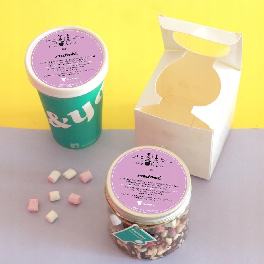 Herbata owocowa sypana RADOŚĆ o smaku kandyzowanego jabłka PREMIUM Cup&You - herbata liściasta sypana mieszanka napar susz - gotowa na prezent upominek