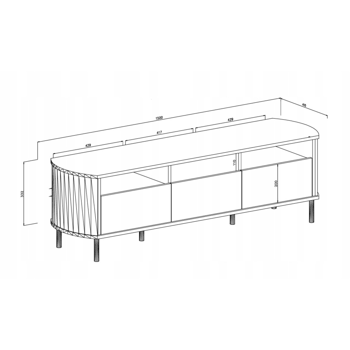 Szafka RTV 150cm Komoda Pod Telewizor DĄB ARTISAN Do Salonu PREMIUM VERLO