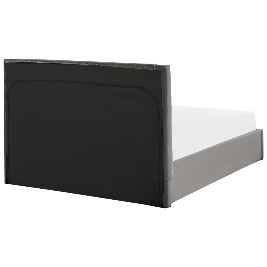 Łóżko z pojemnikiem welurowe 140 x 200 cm szare VION