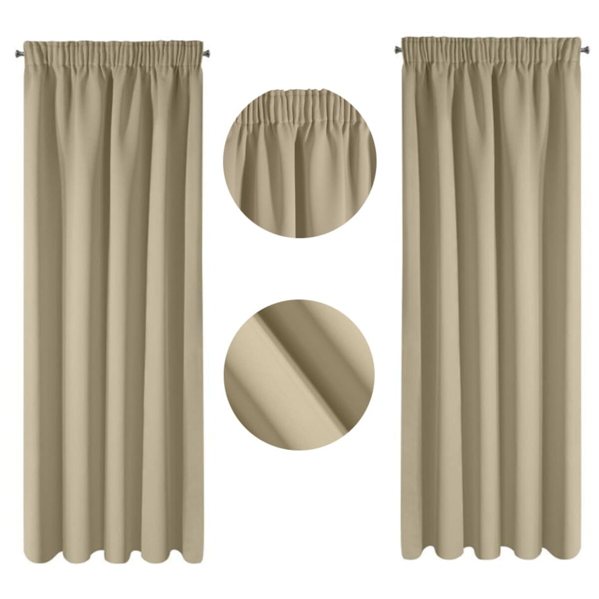 Zasłony Gotowe Zaciemniające Blackout 100% 135 x 270 Beżowe Boho do Salonu