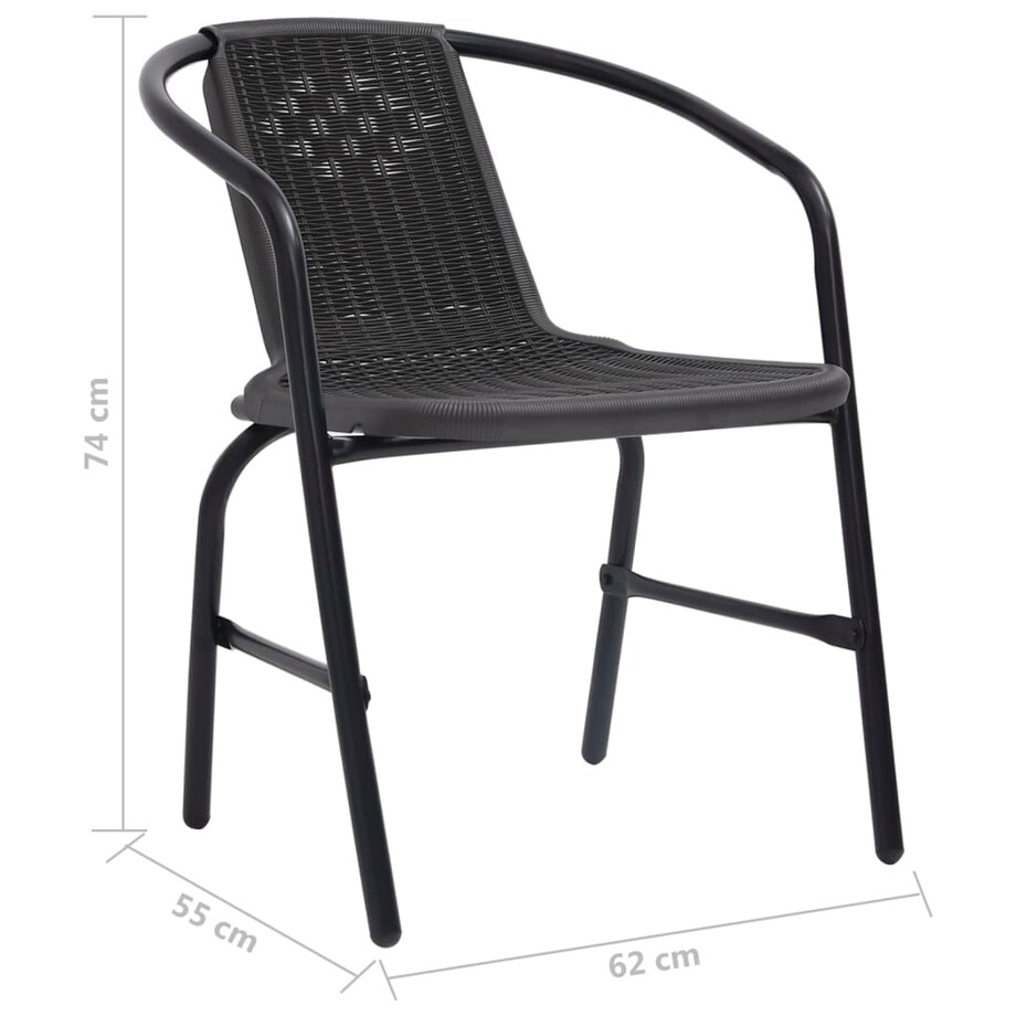 vidaXL Krzesła ogrodowe, 4 szt., rattan syntetyczny i stal, 110 kg