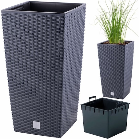 Doniczka Donica Ogrodowa Rattan Wysoka Wkład 50Cm