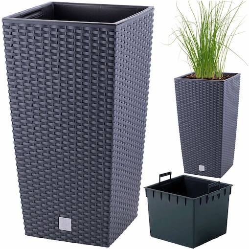 Doniczka Donica Ogrodowa Rattan Wysoka Wkład 50Cm