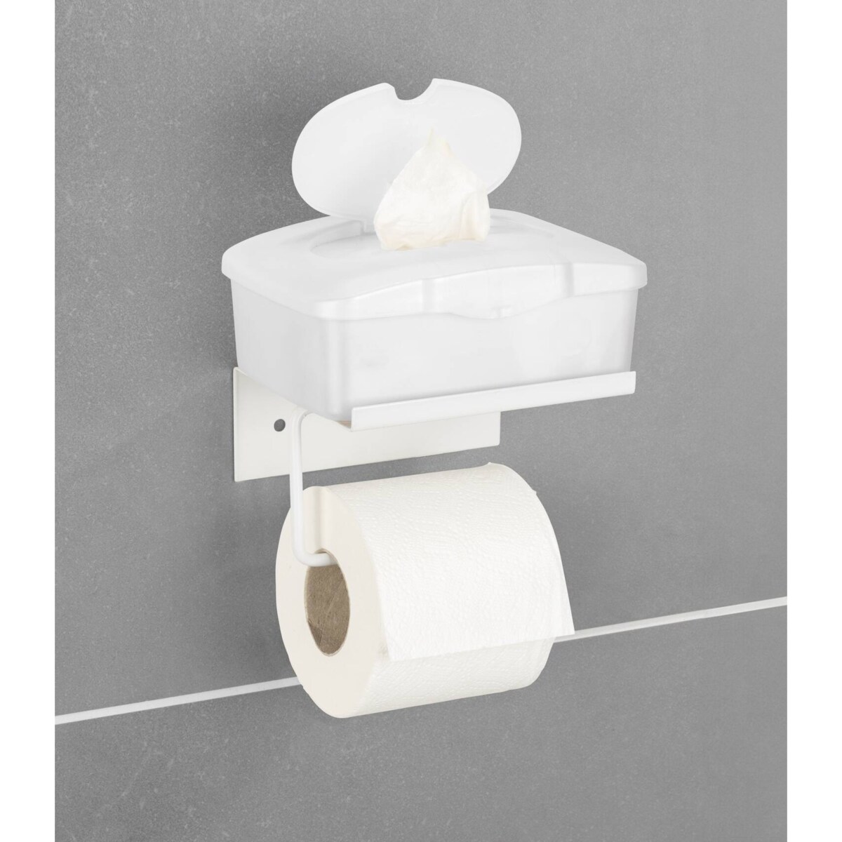 Metalowy uchwyt na papier z półeczką DESULO