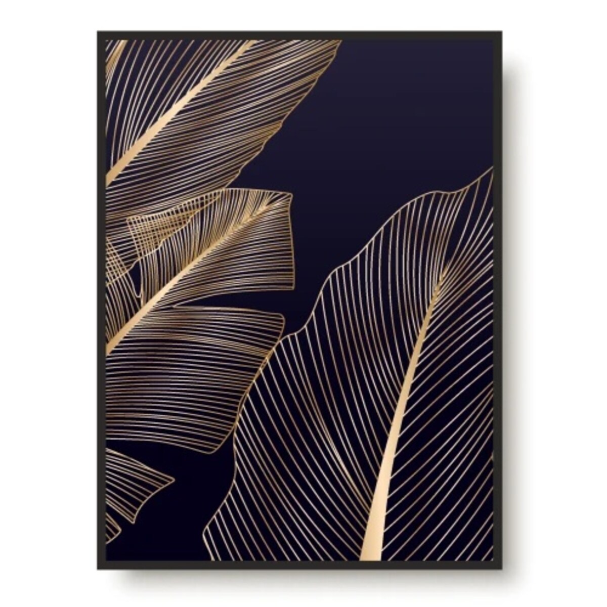 Plakat Poster Obraz na ścianę Pióra Złoto Glamour Czarna Rama do sypialni