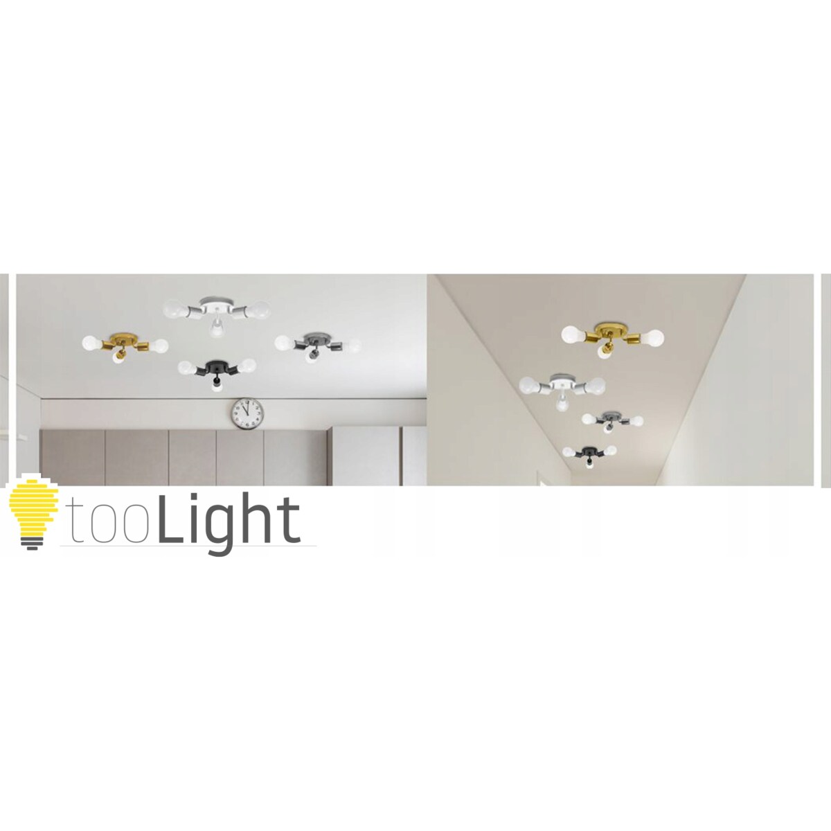 Lampa Sufitowa Plafon Potrójna Metalowa Black 3