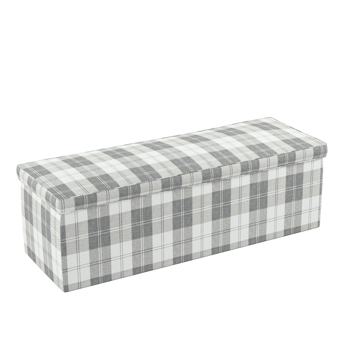 Skrzynia tapicerowana, krata szaro-biała, 120 x 40 x 40 cm, Edinburgh