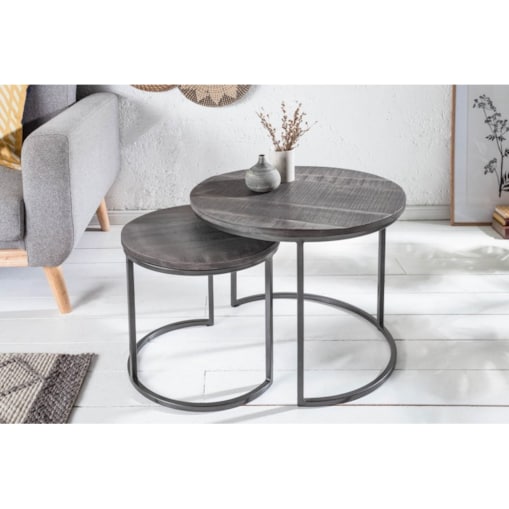 Stoliki Elements szare mango zestaw 2 szt.