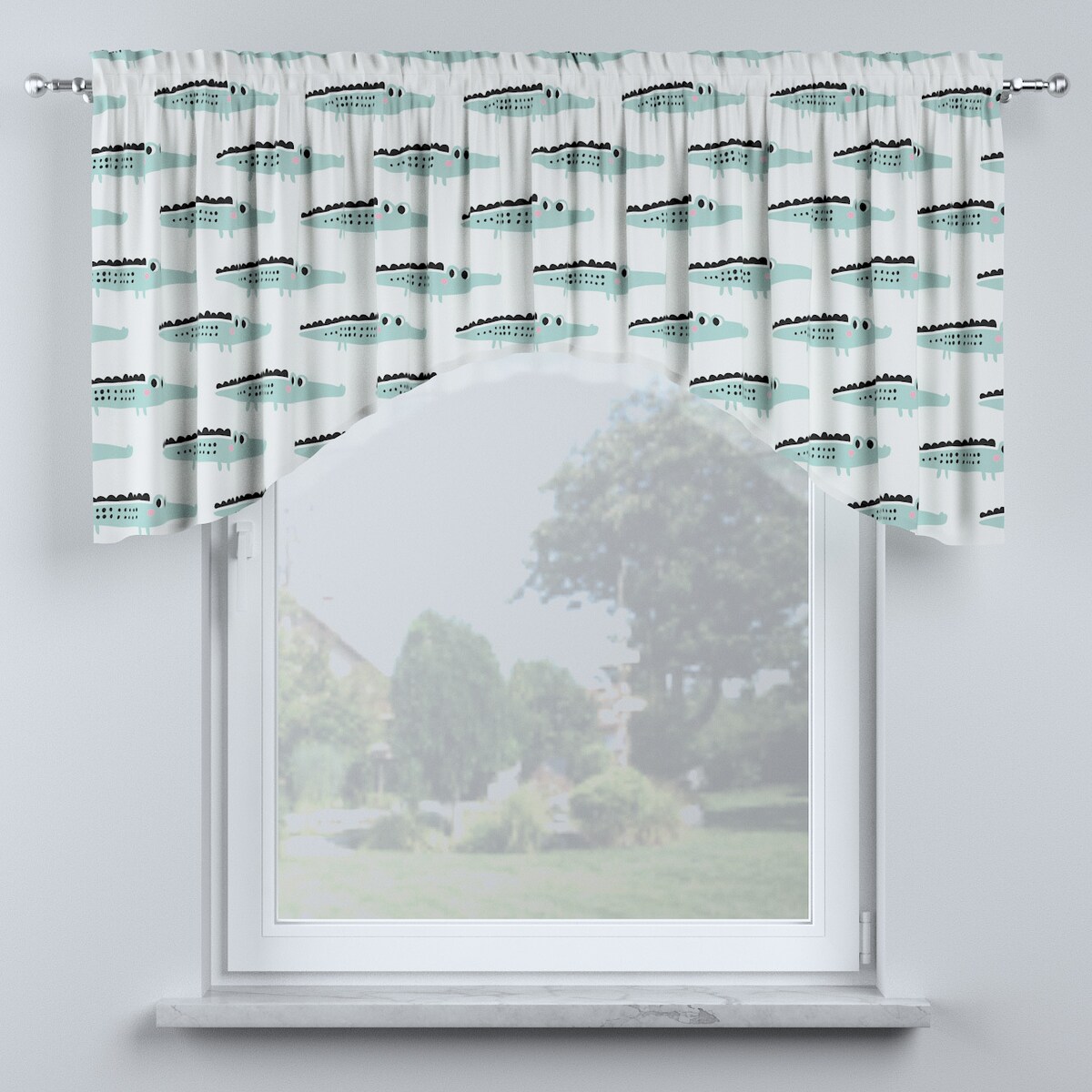 Lambrekin łuk 200x75 ecru-zielony