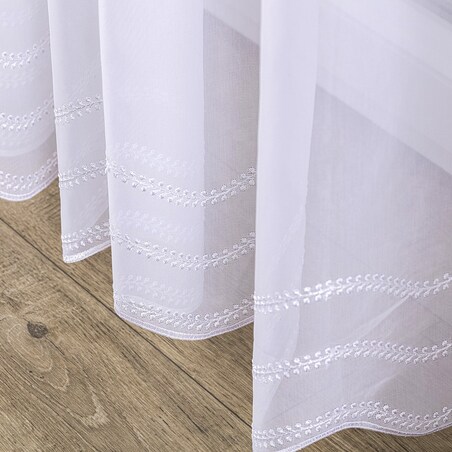 Firana na haczykach flex pojedynczych, biały z przeszyciem, Woale i firany