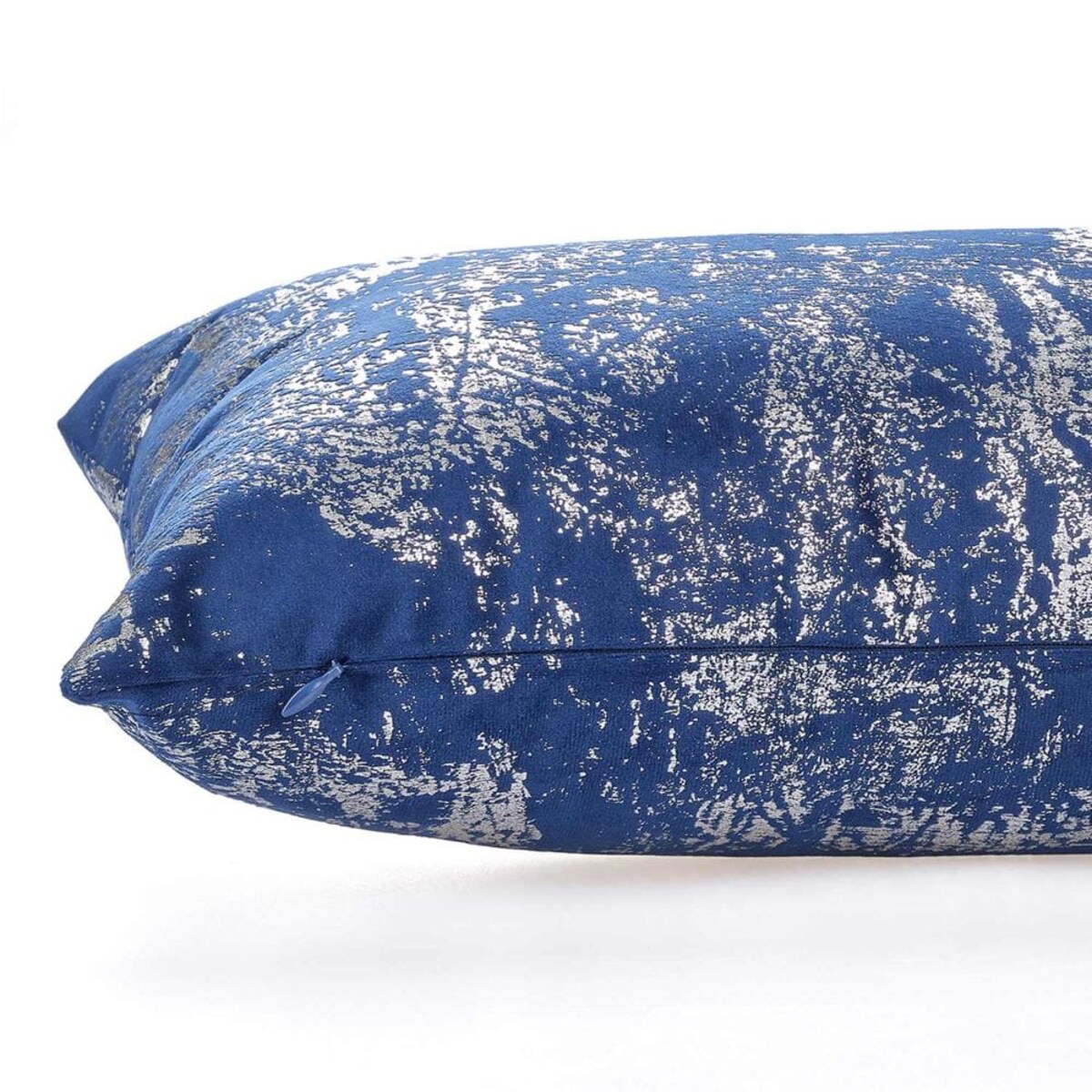 Poszewka dekoracyjna 40x40 ciemno niebieska z srebrnym nadrukiem