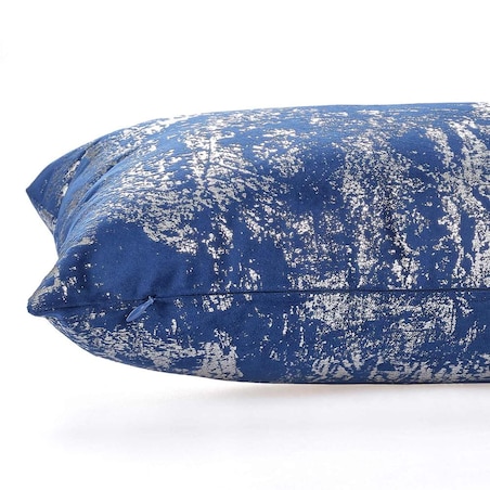Poszewka dekoracyjna 40x40 ciemno niebieska z srebrnym nadrukiem