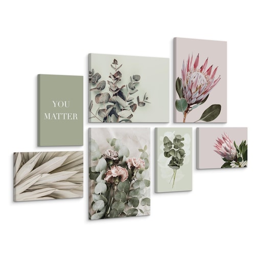 Zestaw Obrazów LIŚCIE Eukaliptusa Kwiaty 110x80cm