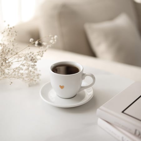 Filiżanka 100 ml espresso ze spodkiem - Złote serce