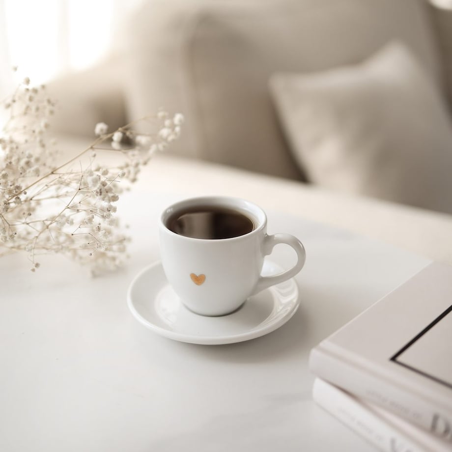Filiżanka 100 ml espresso ze spodkiem - Złote serce