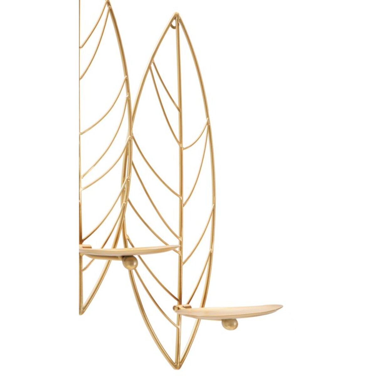 Świecznik ścienny Leaf, 66 x 14 x 56 cm, dekoracyjny uchwyt na świecę, złoty, żelazo, styl glamour, Mauro Ferretti