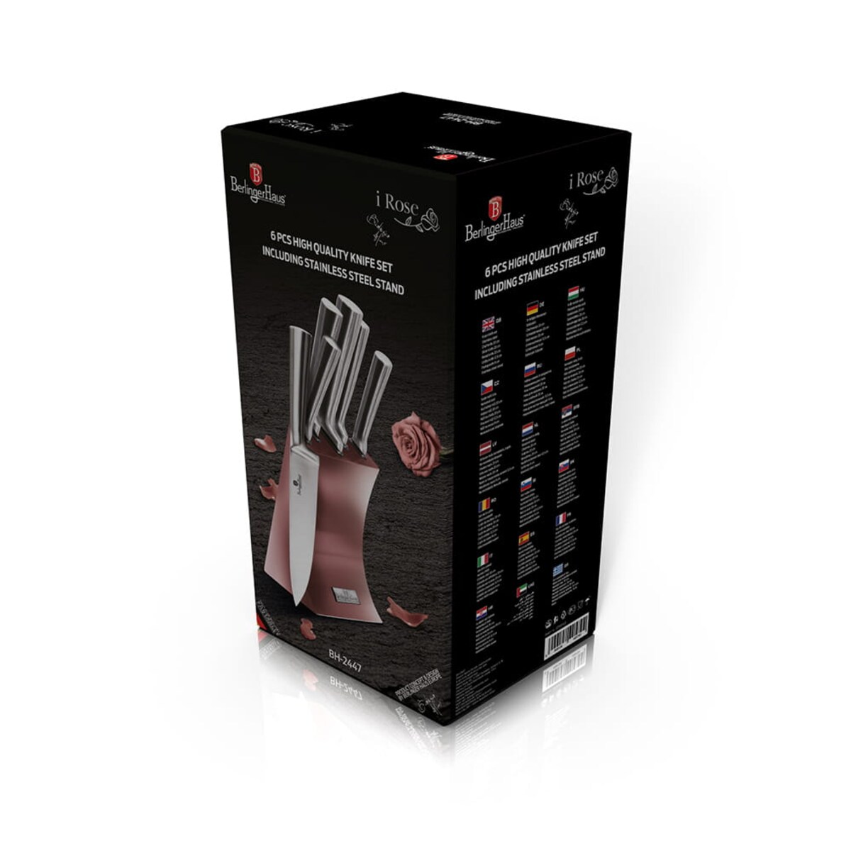 Zestaw noży w stojaku 6 elementów komplet noże BERLINGER HAUS Rose Gold