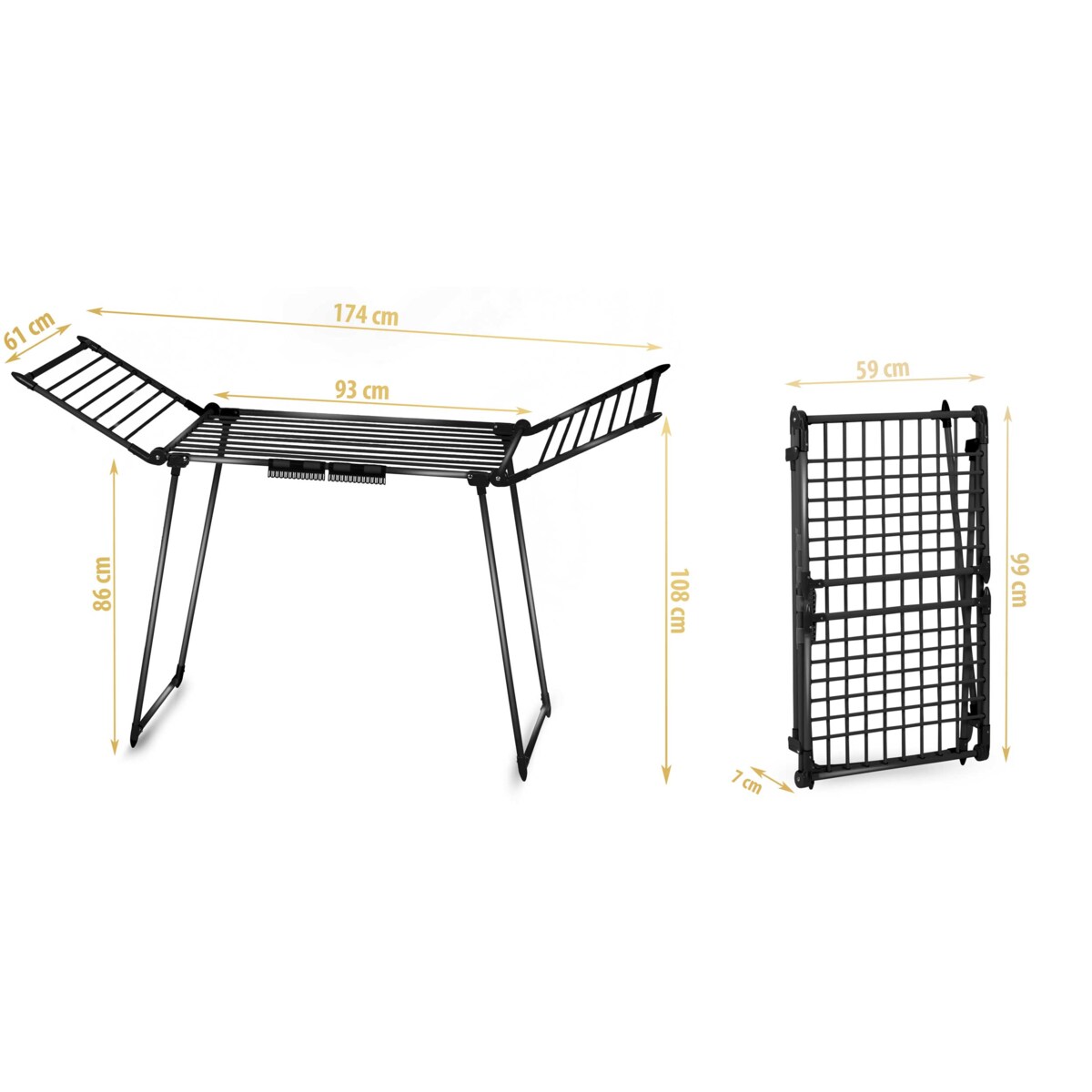 Suszarka na pranie do ubrań bielizny stojąca rozkładana 19m Massido Debora czarna