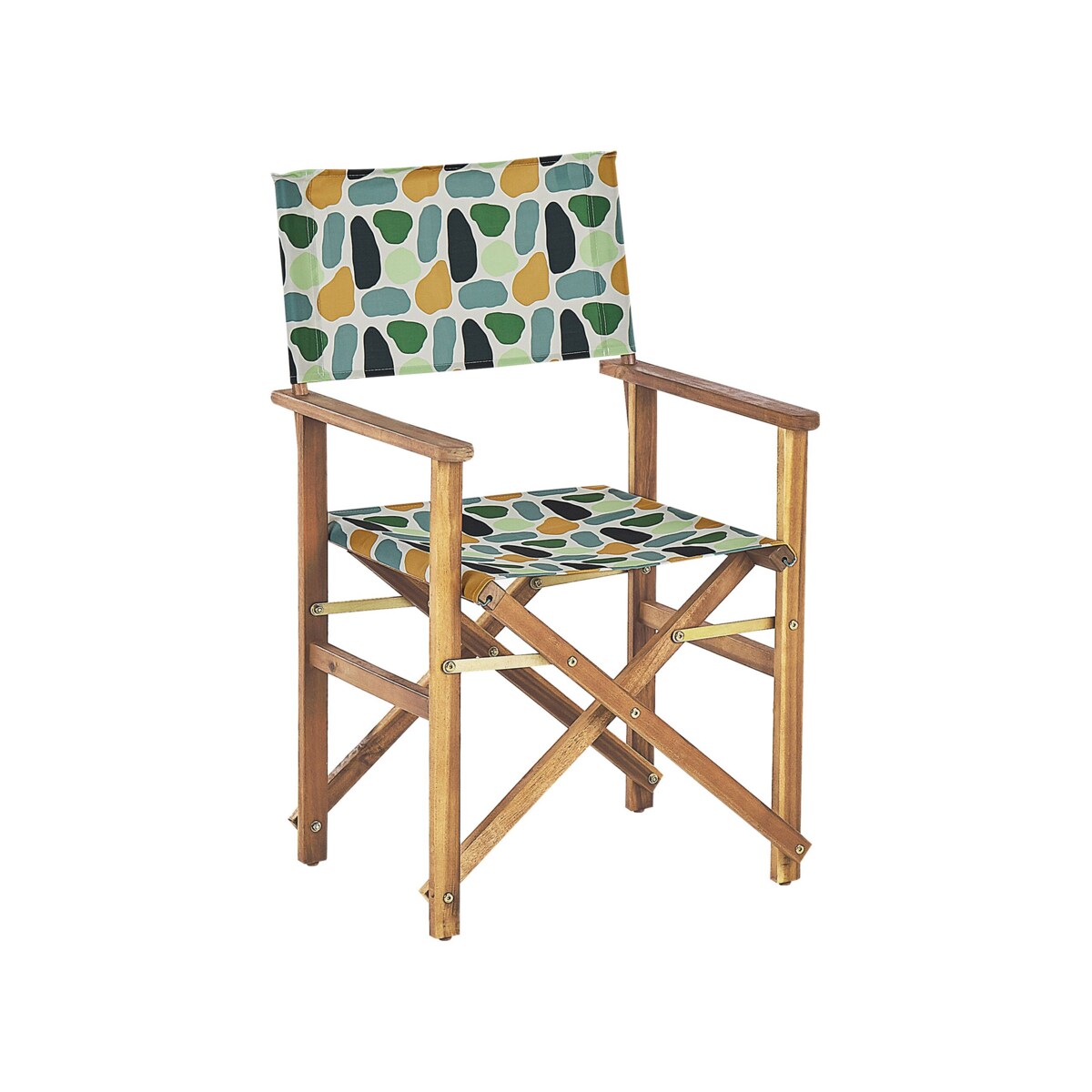 Zestaw 2 krzeseł ogrodowych akacjowy jasne drewno z białym / wzór w plamy CINE