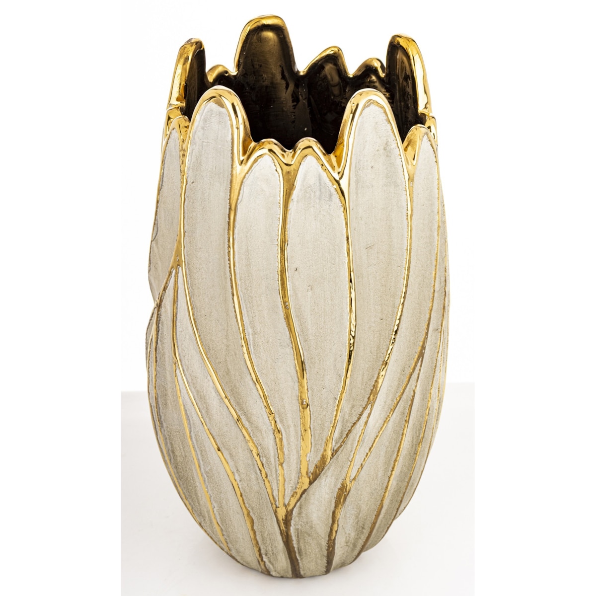 Wazon ceramiczny 37,5x18x18 cm TULIPANO-1 szaro-złoty