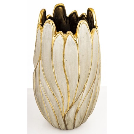 Wazon ceramiczny 37,5x18x18 cm TULIPANO-1 szaro-złoty