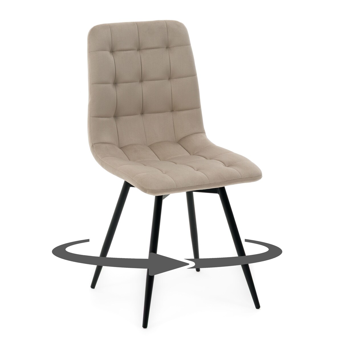 Krzesło tapicerowane obrotowe do salonu ARCO ciemnobeżowy welur