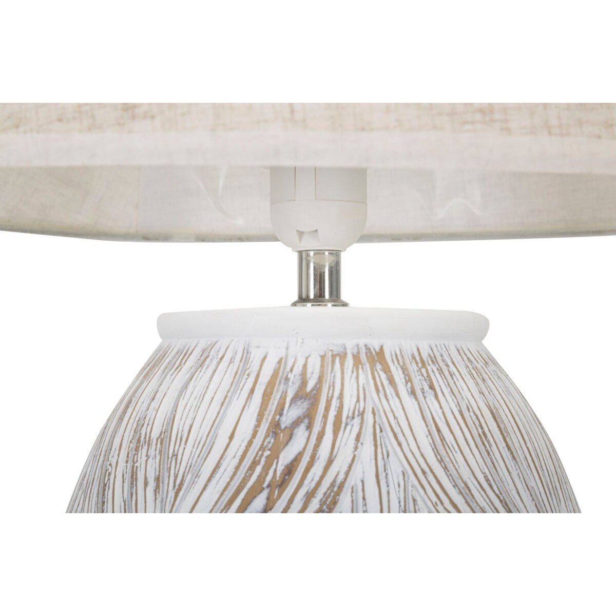 Lampa stołowa Oval Atene, kolor bielony i brązowy, żywica syntetyczna i żelazo, 38 x 38 x 67 cm, kształt owalny, 1 x E27, max. 40 W, Mauro Ferretti