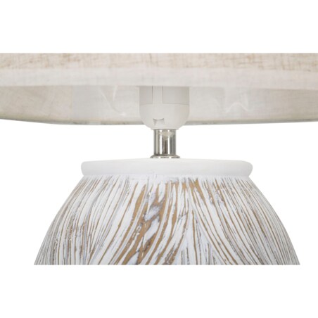 Lampa stołowa Oval Atene, kolor bielony i brązowy, żywica syntetyczna i żelazo, 38 x 38 x 67 cm, kształt owalny, 1 x E27, max. 40 W, Mauro Ferretti