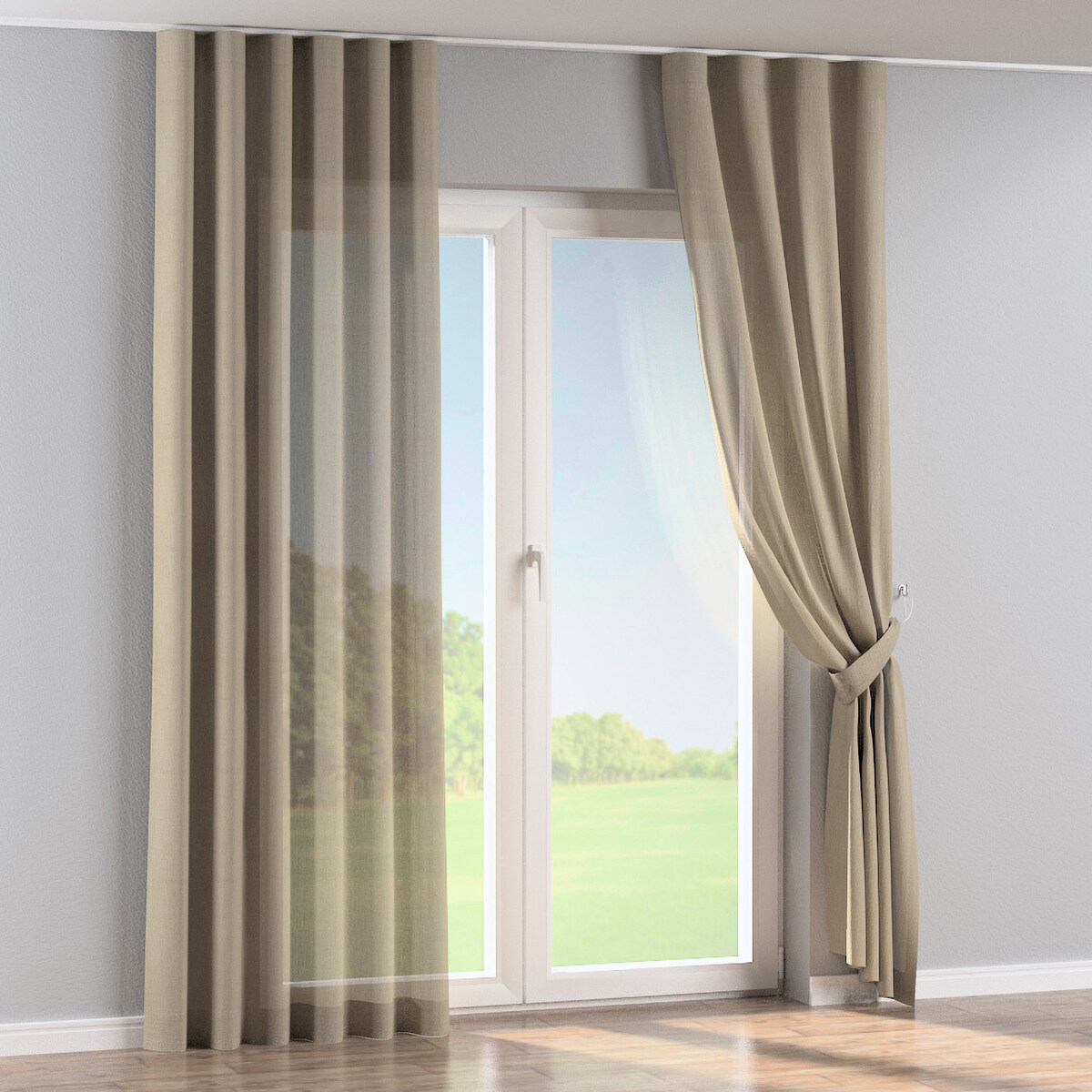 Zasłona na taśmie wave 130x260 ciemny beż