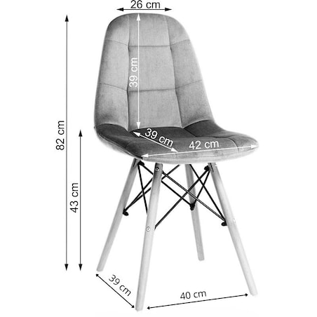 Krzesło Tapicerowane Welurowe Do Jadalni Salonu Pikowane Skandynawskie