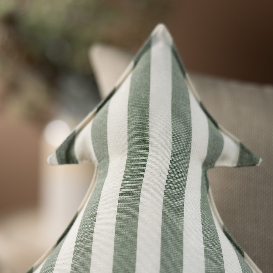 Poduszka Choinka 38x40cm, zielono-białe pasy (1,5cm), 38x40x8cm, Christmas