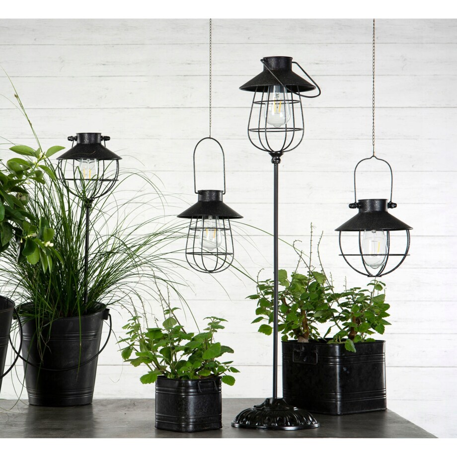 LAMPION PINNE SOLARNY do powieszenia czarny