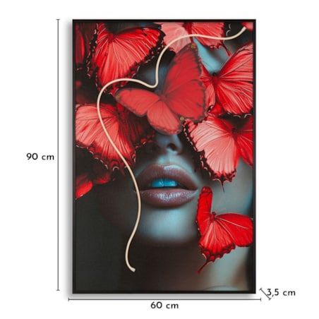 Obraz na płótnie Butterflies, kolor wielokolorowy, płótno i płyta MDF, 60 x 90 cm, LED, 3D, motyw: motyle, dekoracja ściany do salonu, Mauro Ferretti