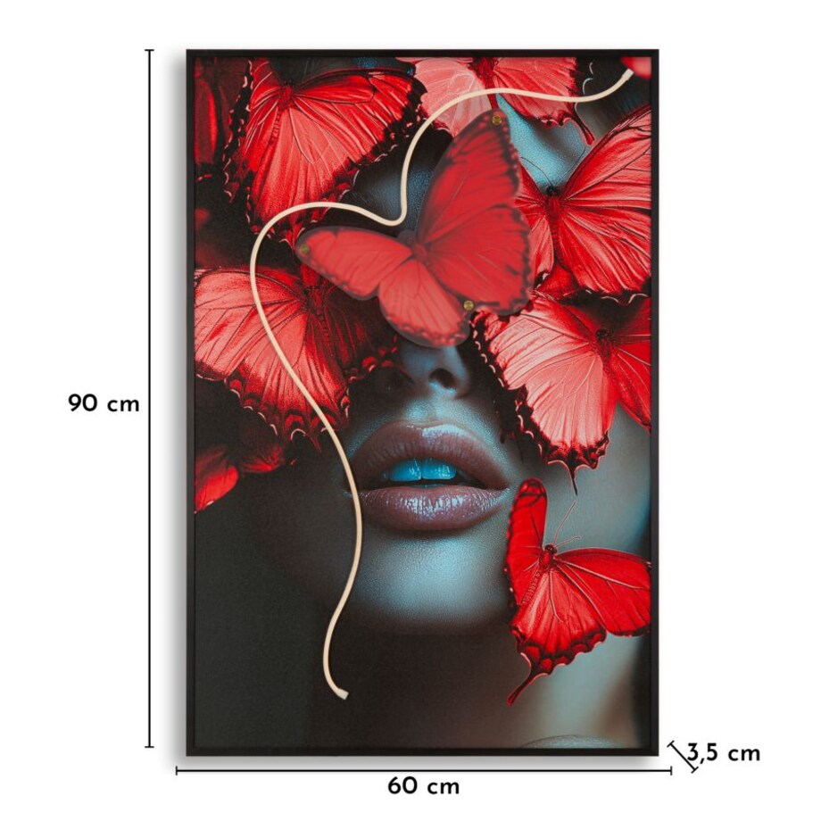 Obraz na płótnie Butterflies, kolor wielokolorowy, płótno i płyta MDF, 60 x 90 cm, LED, 3D, motyw: motyle, dekoracja ściany do salonu, Mauro Ferretti