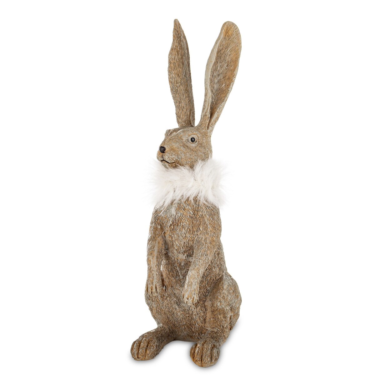 Dekoracja - zając szary 32x10x14,5 cm LONGORELA-3 i boa z piór