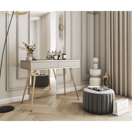 Toaletka ryflowana POLO 102 na wysokich złotych nóżkach, beżowa