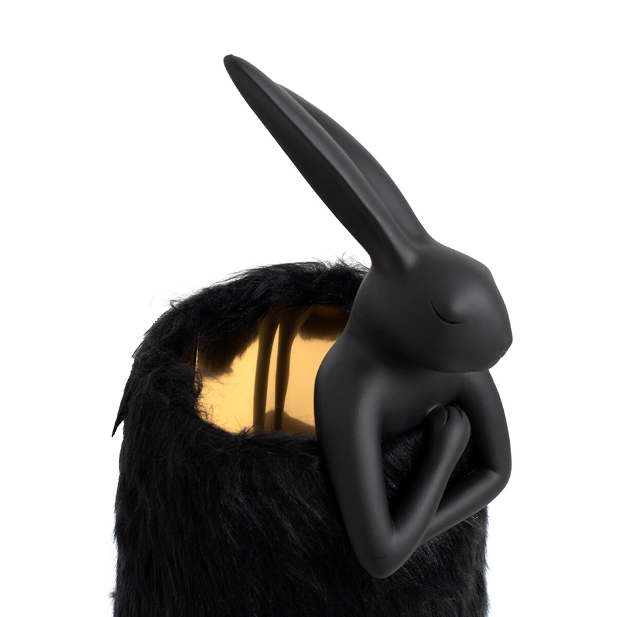 KARE lampa stołowa RABBIT FUR 50 cm czarna / złota