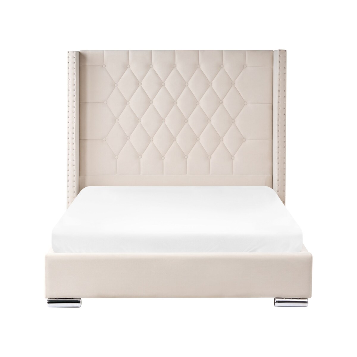 Łóżko Welur LUBBON 140 x 200 cm Złamana biel