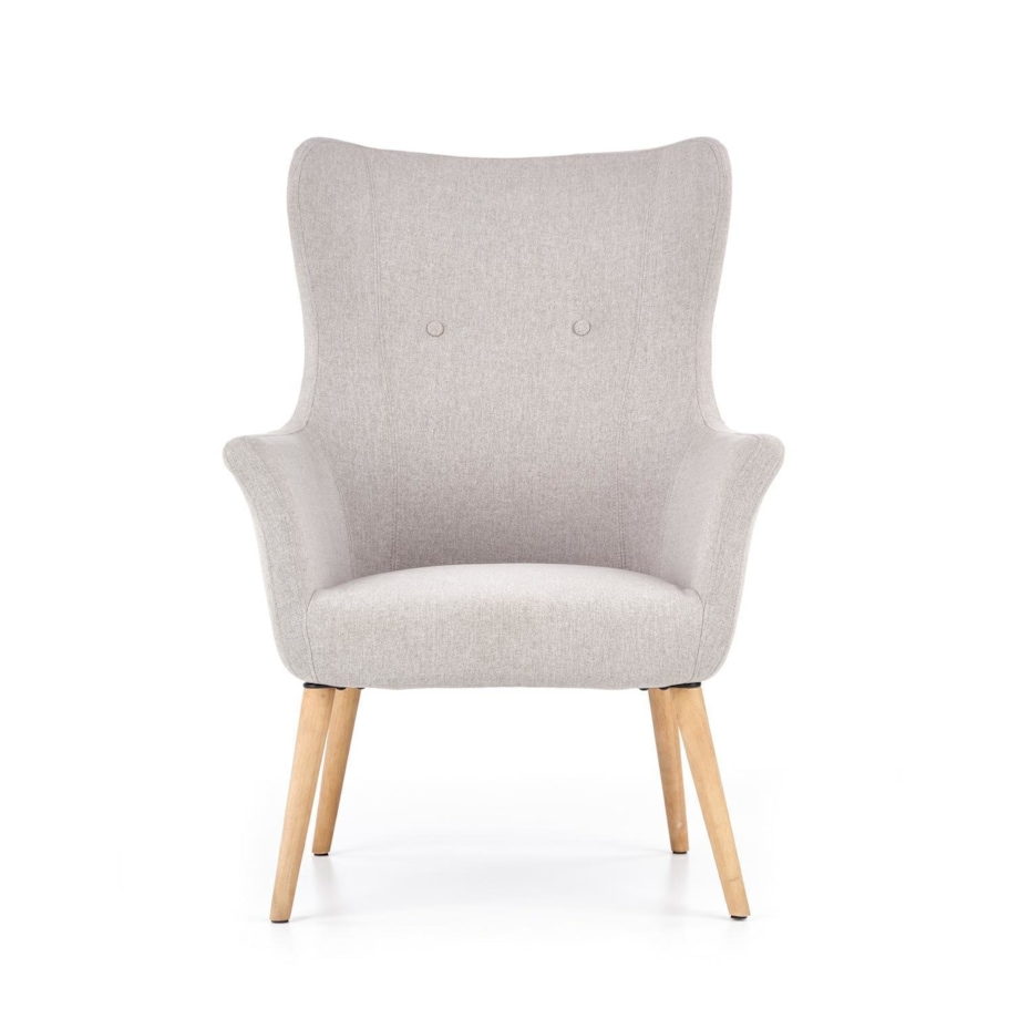 FOTEL WYPOCZYNKOWY Damar szary jasny DREWNIANE NOGI