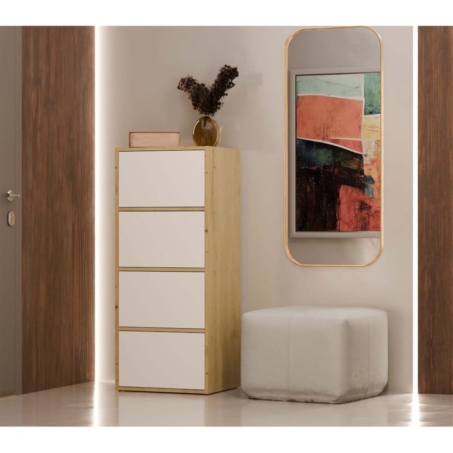 Komoda ALMA Front Biel Korpus Dąb Artisan