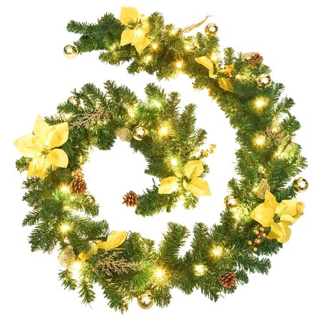 vidaXL Świąteczna girlanda z lampkami LED, zielona, 2,7 m, PVC