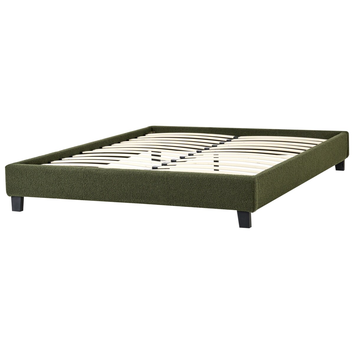 Łóżko bez zagłówka Boucle ROANNE 140 x 200 cm Ciemnozielony