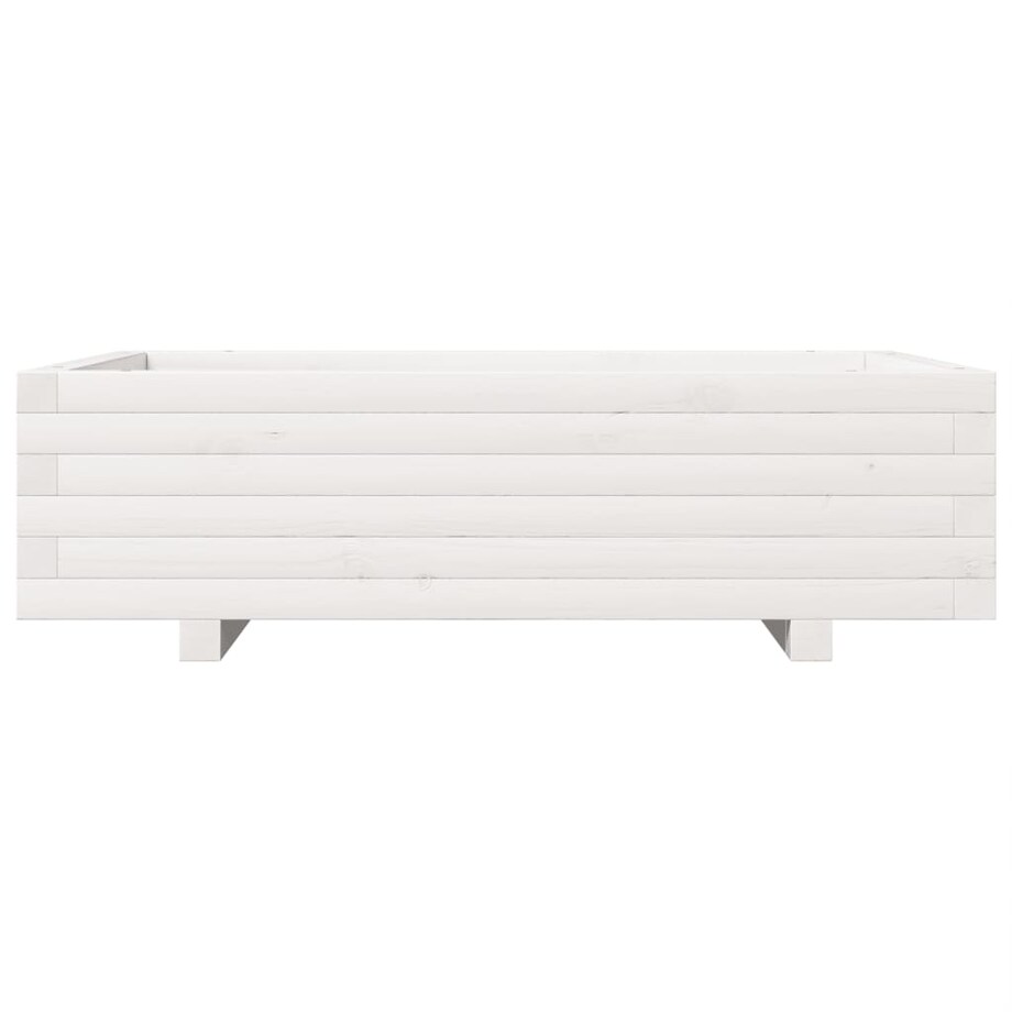 vidaXL Donica ogrodowa, biała, 90x60x26,5 cm, lite drewno sosnowe