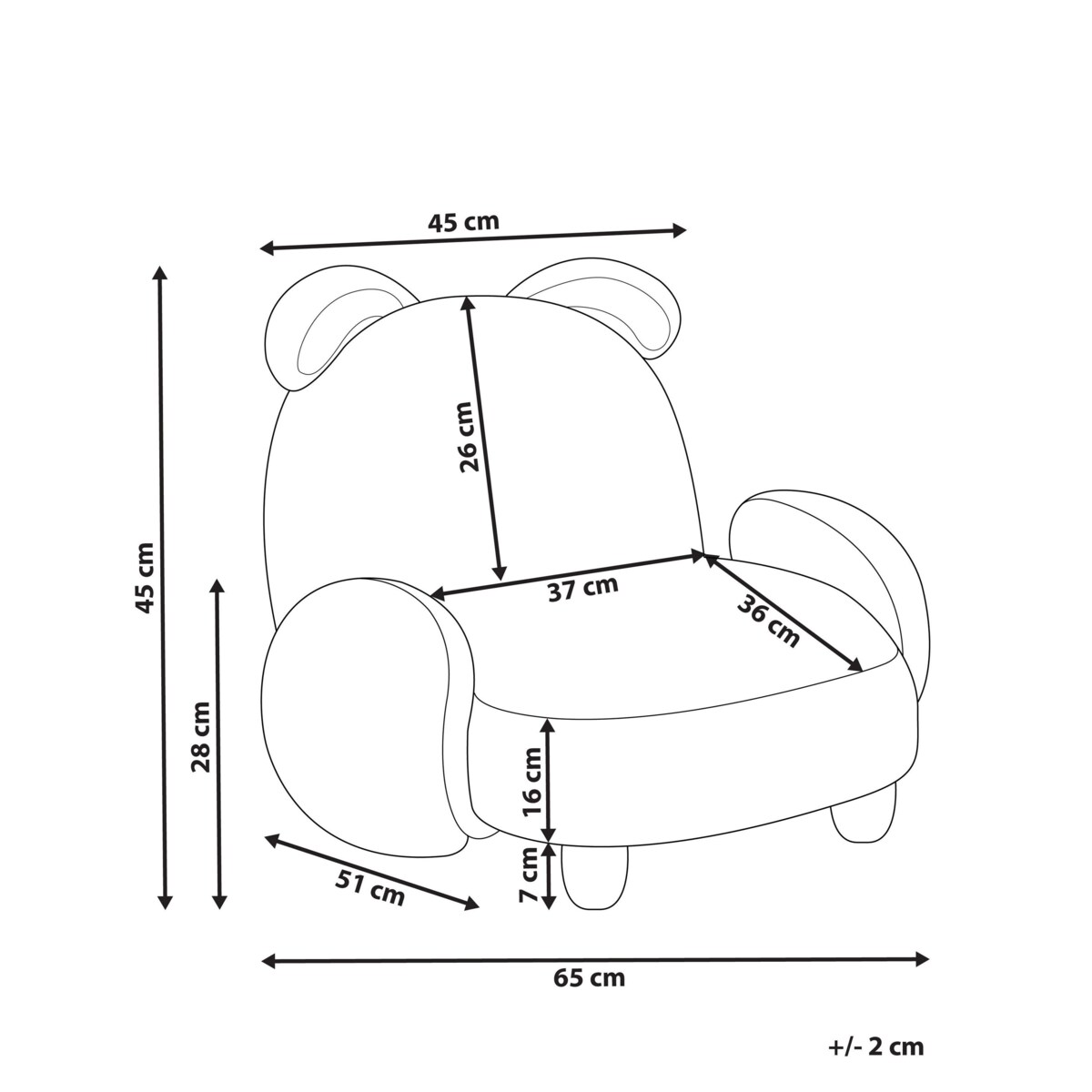 Fotel dziecięcy Królik KANNA Boucle Pastelowy róż