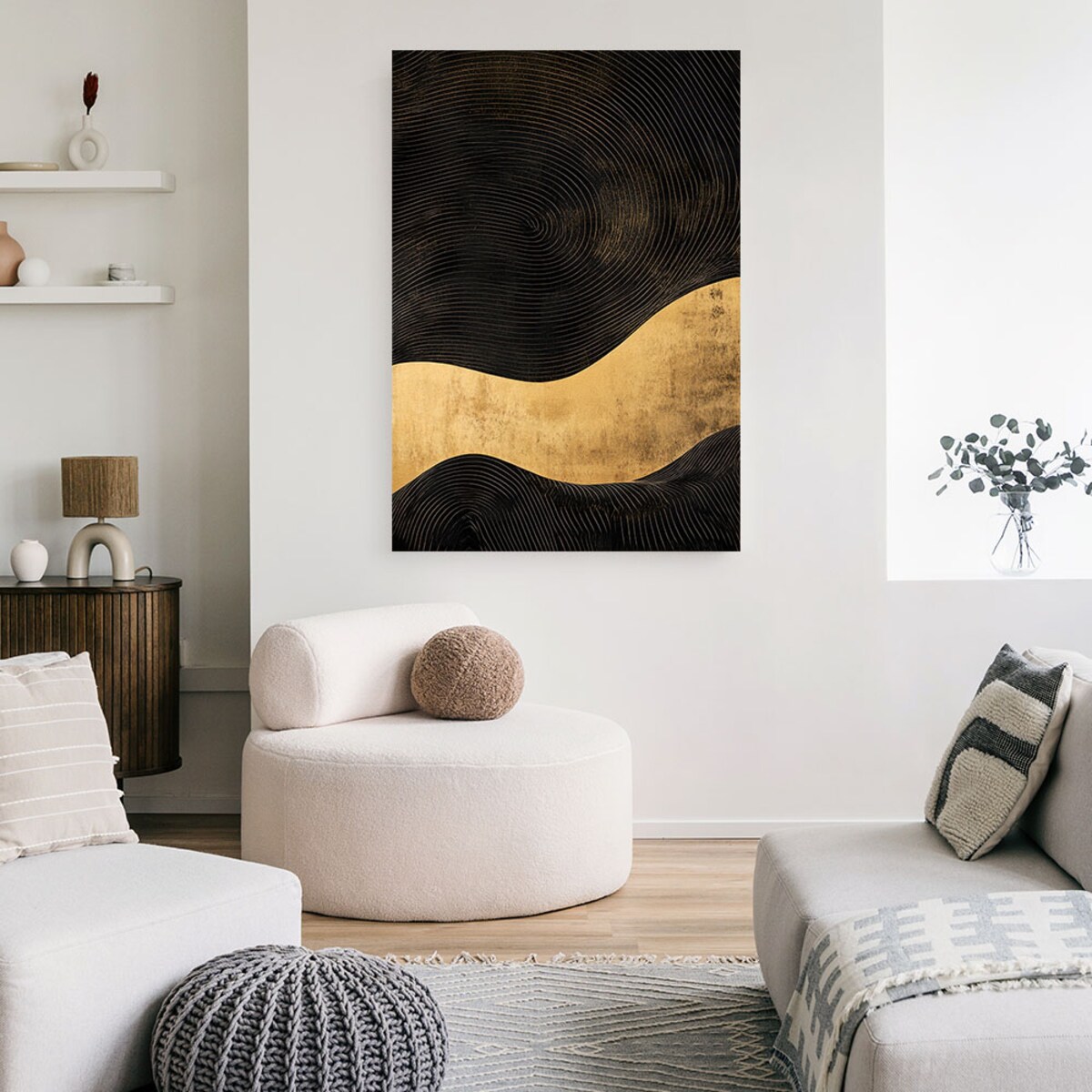 Feeby Obraz na płótnie, Abstrakcja Złota Fala Glamour 70x100