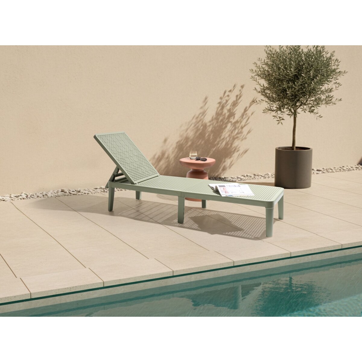 Leżak ogrodowy OSSIMO Rozkładany Materiał syntetyczny Jasnozielony